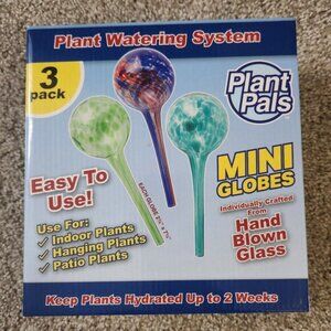 NEW in Box 3-Piece Mini Watering Globe Set, Colorful Hand-Blown Glass
